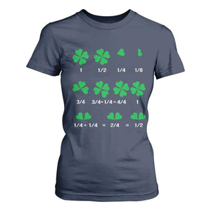 Funny Shamrock Fraction T Shirt For Women St Patrick's Day Math Lover TS02 Navy Print Your Wear