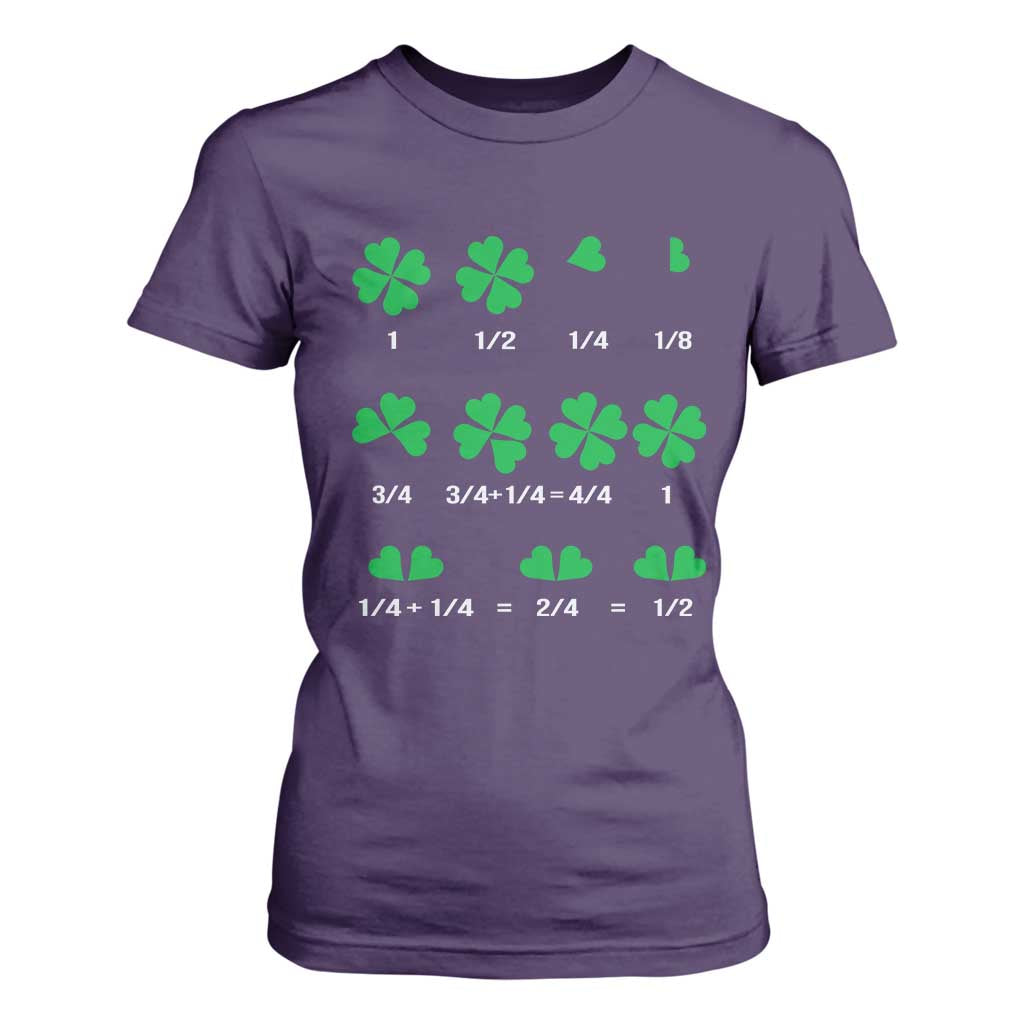 Funny Shamrock Fraction T Shirt For Women St Patrick's Day Math Lover TS02 Purple Print Your Wear