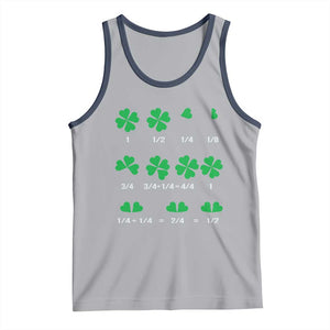 Funny Shamrock Fraction Tank Top St Patrick's Day Math Lover TS02 Athletic Heather Navy Print Your Wear