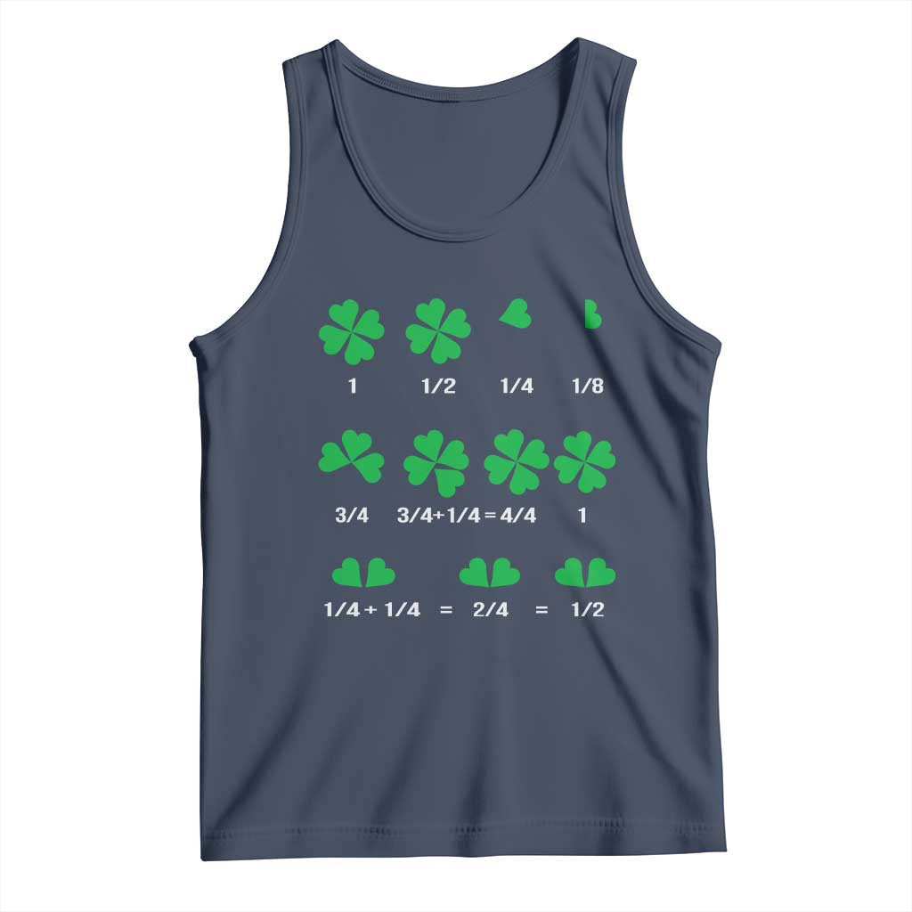 Funny Shamrock Fraction Tank Top St Patrick's Day Math Lover TS02 Navy Print Your Wear