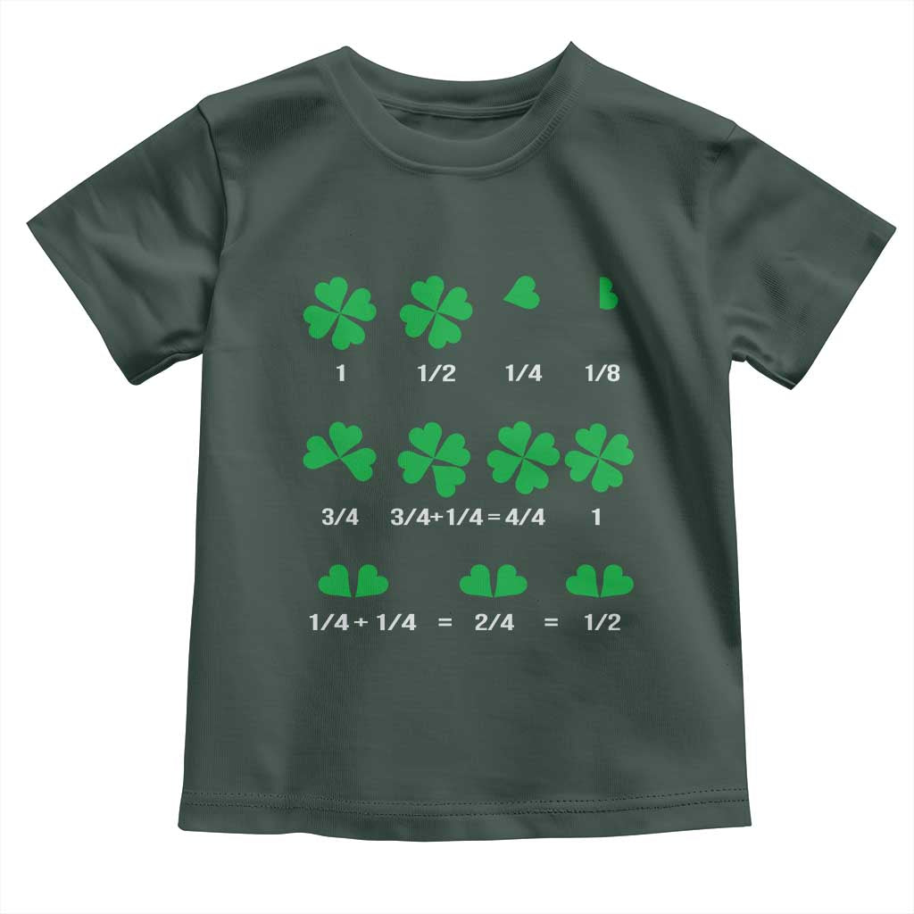 Funny Shamrock Fraction Toddler T Shirt St Patrick's Day Math Lover TS02 Dark Forest Green Print Your Wear