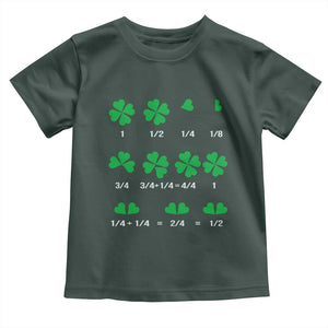 Funny Shamrock Fraction Toddler T Shirt St Patrick's Day Math Lover TS02 Dark Forest Green Print Your Wear