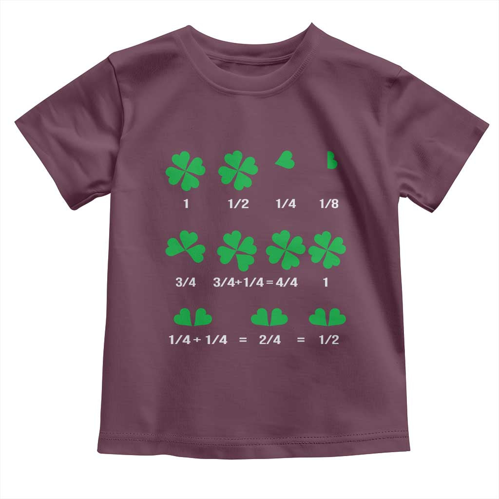 Funny Shamrock Fraction Toddler T Shirt St Patrick's Day Math Lover TS02 Maroon Print Your Wear