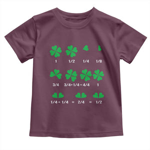 Funny Shamrock Fraction Toddler T Shirt St Patrick's Day Math Lover TS02 Maroon Print Your Wear