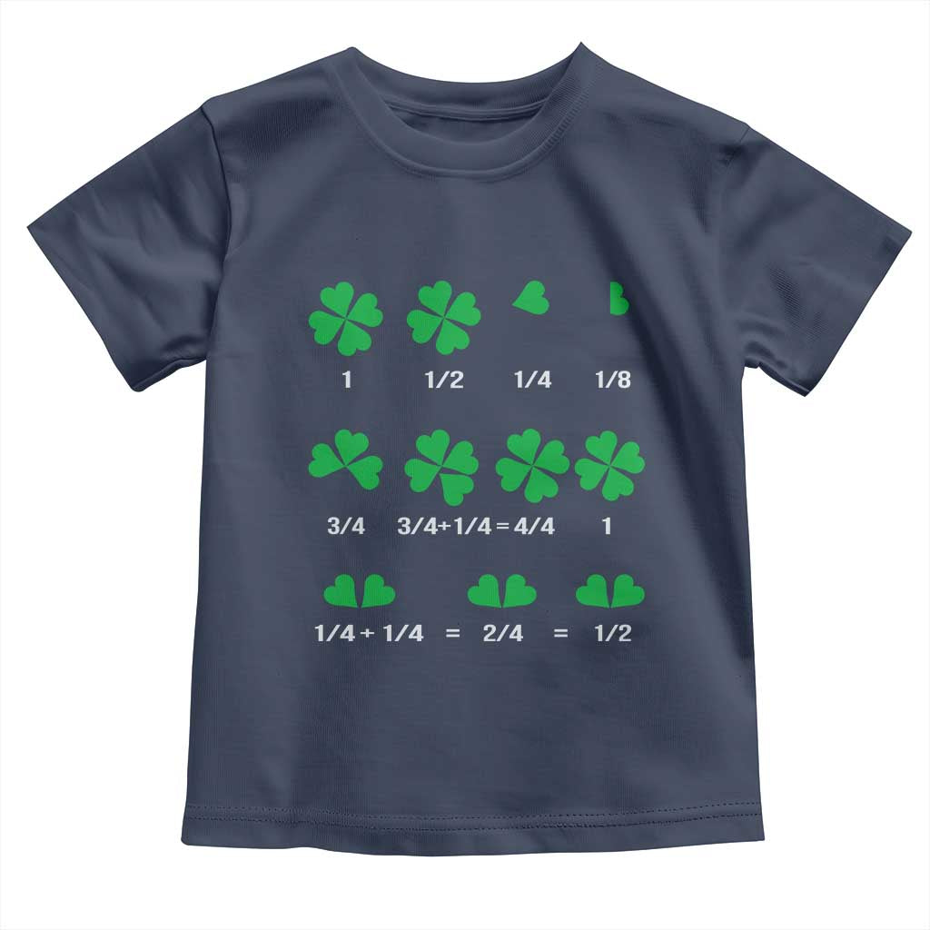 Funny Shamrock Fraction Toddler T Shirt St Patrick's Day Math Lover TS02 Navy Print Your Wear
