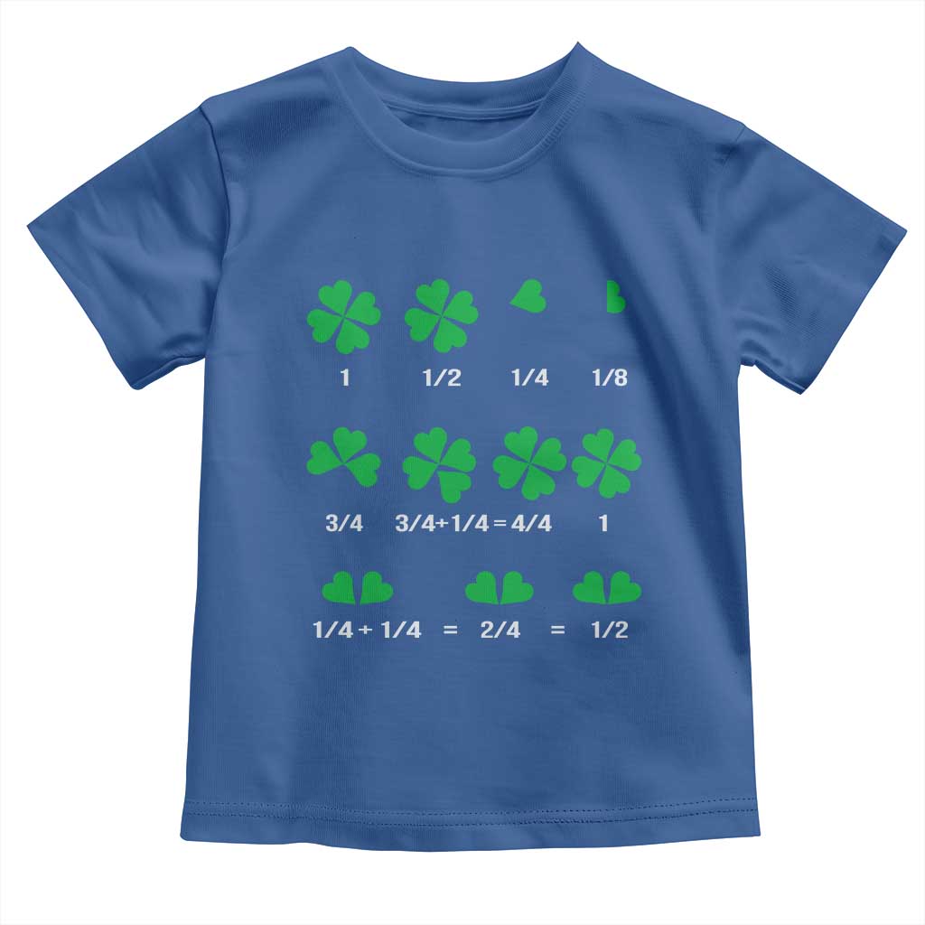 Funny Shamrock Fraction Toddler T Shirt St Patrick's Day Math Lover TS02 Royal Blue Print Your Wear