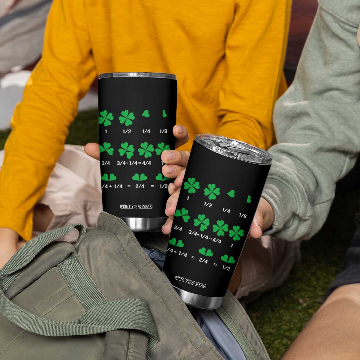 Funny Shamrock Fraction Tumbler Cup St Patrick's Day Math Lover TS02 Print Your Wear