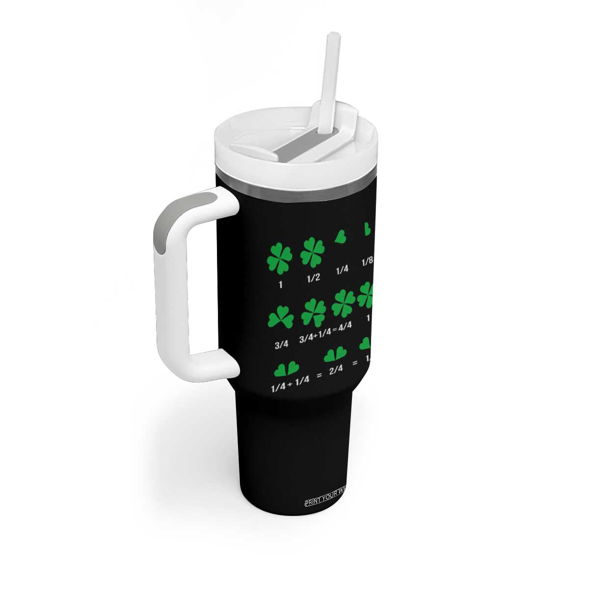 Funny Shamrock Fraction Tumbler With Handle St Patrick's Day Math Lover TS02 Print Your Wear