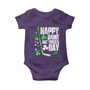 St. Patrick's Day Ice Hockey Baby Onesie Happy Saint Hat Trick's Lucky Shamrocks TS02 Purple Print Your Wear
