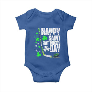St. Patrick's Day Ice Hockey Baby Onesie Happy Saint Hat Trick's Lucky Shamrocks TS02 Royal Blue Print Your Wear