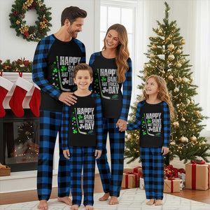 St. Patrick's Day Ice Hockey Plaid Pajama Set Happy Saint Hat Trick's Lucky Shamrocks TS02 Blue Plaid Print Your Wear