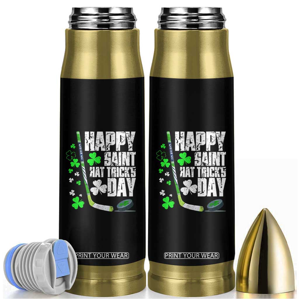 St. Patrick's Day Ice Hockey Bullet Tumbler Happy Saint Hat Trick's Lucky Shamrocks TS02 Black Print Your Wear