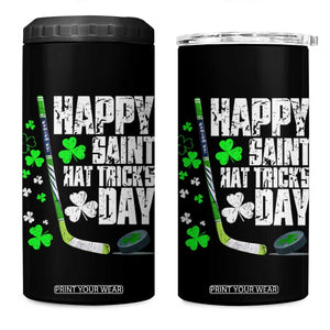 St. Patrick's Day Ice Hockey 4 in 1 Can Cooler Tumbler Happy Saint Hat Trick's Lucky Shamrocks TS02 One Size: 16 oz Black Print Your Wear