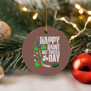 St. Patrick's Day Ice Hockey Ceramic Ornament Happy Saint Hat Trick's Lucky Shamrocks TS02 1pc Mocha Print Your Wear