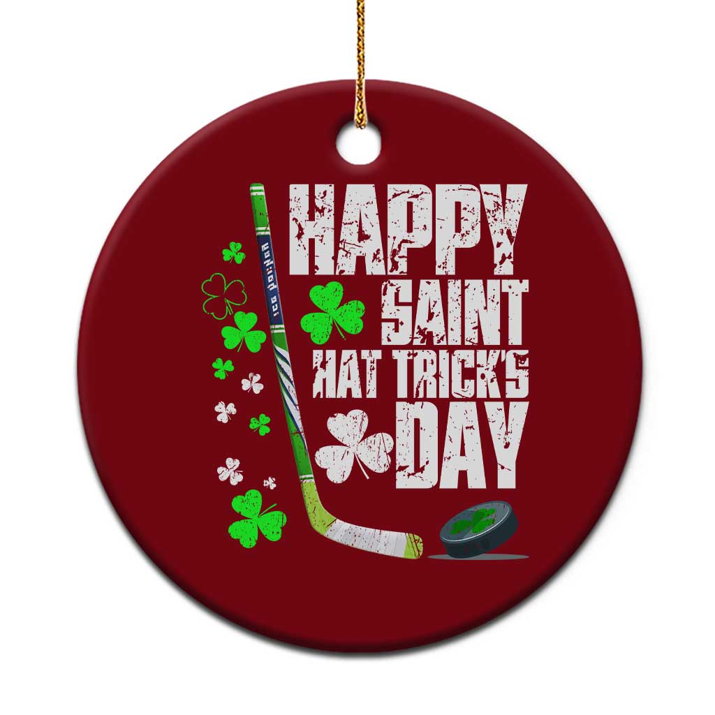 St. Patrick's Day Ice Hockey Ceramic Ornament Happy Saint Hat Trick's Lucky Shamrocks TS02 1pc Red Print Your Wear