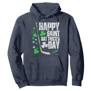 St. Patrick's Day Ice Hockey Hoodie Happy Saint Hat Trick's Lucky Shamrocks TS02 Navy Print Your Wear
