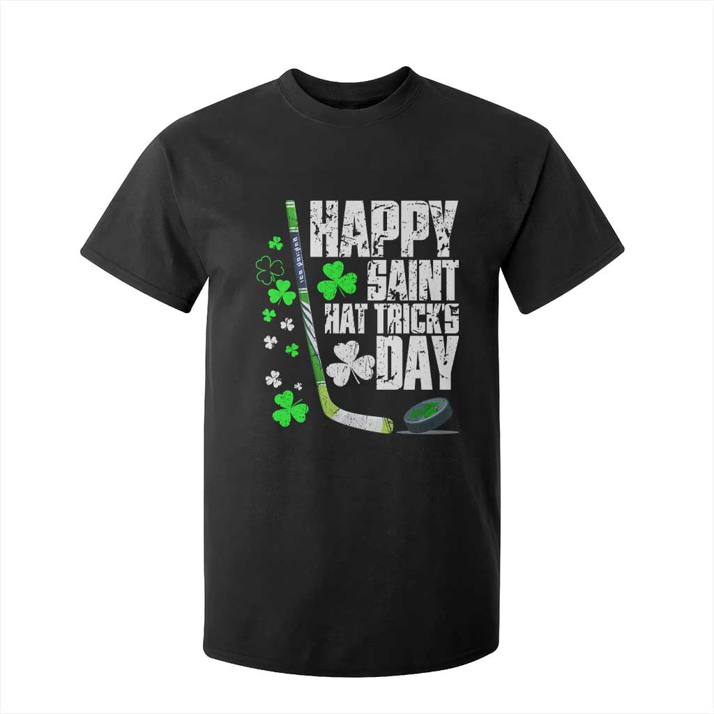 St. Patrick's Day Ice Hockey T Shirt For Kid Happy Saint Hat Trick's Lucky Shamrocks TS02 Black Print Your Wear