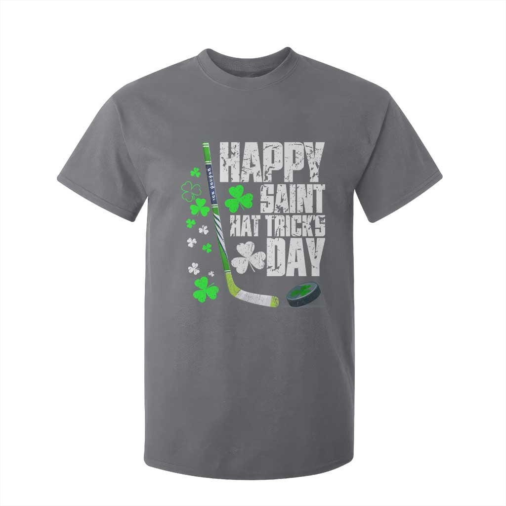 St. Patrick's Day Ice Hockey T Shirt For Kid Happy Saint Hat Trick's Lucky Shamrocks TS02 Charcoal Print Your Wear