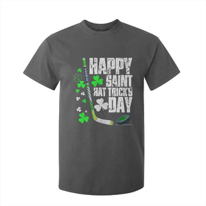 St. Patrick's Day Ice Hockey T Shirt For Kid Happy Saint Hat Trick's Lucky Shamrocks TS02 Dark Heather Print Your Wear