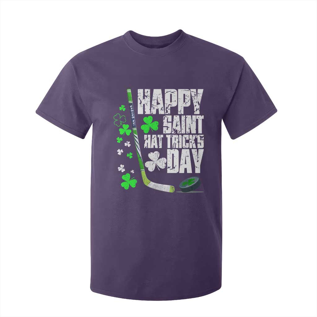 St. Patrick's Day Ice Hockey T Shirt For Kid Happy Saint Hat Trick's Lucky Shamrocks TS02 Purple Print Your Wear