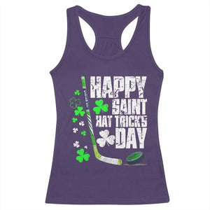 St. Patrick's Day Ice Hockey Racerback Tank Top Happy Saint Hat Trick's Lucky Shamrocks TS02 Purple Print Your Wear