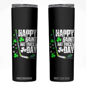 St. Patrick's Day Ice Hockey Skinny Tumbler Happy Saint Hat Trick's Lucky Shamrocks TS02 Black Print Your Wear