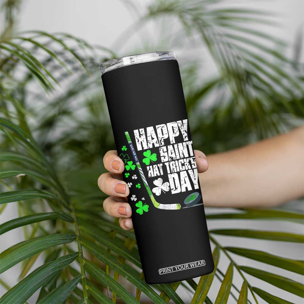 St. Patrick's Day Ice Hockey Skinny Tumbler Happy Saint Hat Trick's Lucky Shamrocks TS02 Print Your Wear