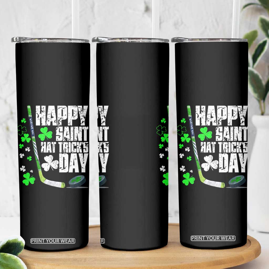 St. Patrick's Day Ice Hockey Skinny Tumbler Happy Saint Hat Trick's Lucky Shamrocks TS02 Print Your Wear