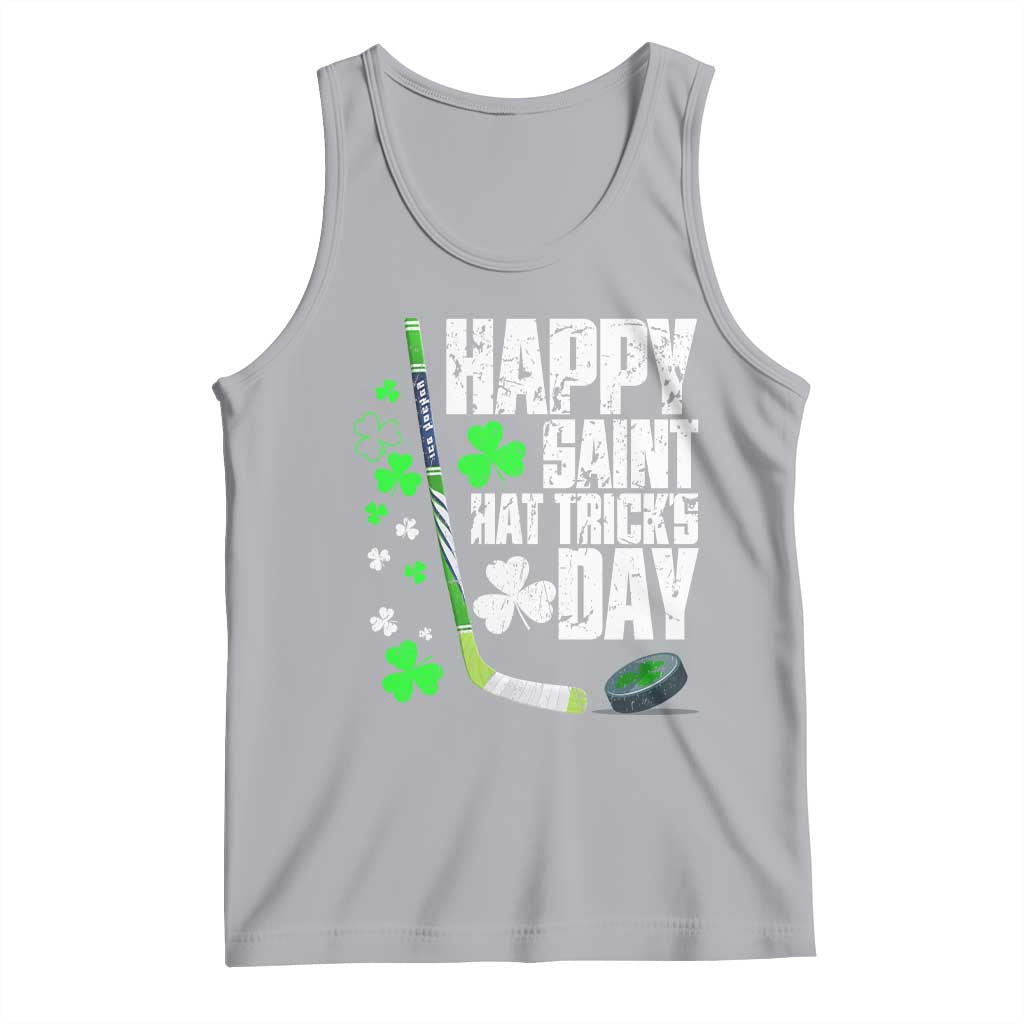 St. Patrick's Day Ice Hockey Tank Top Happy Saint Hat Trick's Lucky Shamrocks TS02 Athletic Heather Print Your Wear