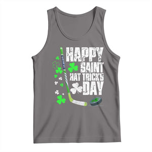 St. Patrick's Day Ice Hockey Tank Top Happy Saint Hat Trick's Lucky Shamrocks TS02 Deep Heather Print Your Wear