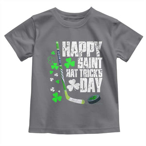 St. Patrick's Day Ice Hockey Toddler T Shirt Happy Saint Hat Trick's Lucky Shamrocks TS02 Charcoal Print Your Wear