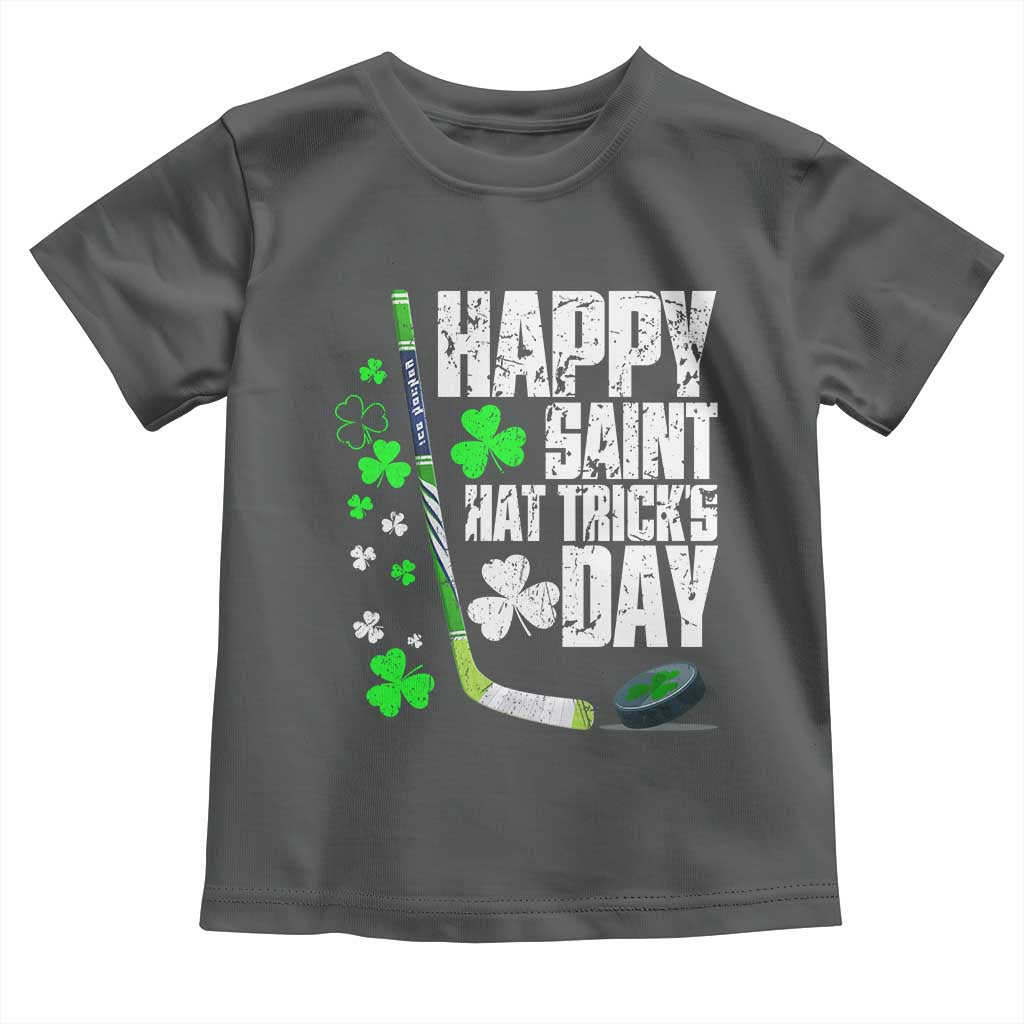 St. Patrick's Day Ice Hockey Toddler T Shirt Happy Saint Hat Trick's Lucky Shamrocks TS02 Dark Heather Print Your Wear