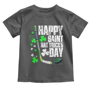 St. Patrick's Day Ice Hockey Toddler T Shirt Happy Saint Hat Trick's Lucky Shamrocks TS02 Dark Heather Print Your Wear