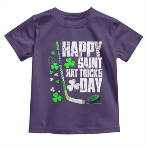 St. Patrick's Day Ice Hockey Toddler T Shirt Happy Saint Hat Trick's Lucky Shamrocks TS02 Purple Print Your Wear