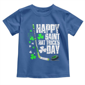 St. Patrick's Day Ice Hockey Toddler T Shirt Happy Saint Hat Trick's Lucky Shamrocks TS02 Royal Blue Print Your Wear