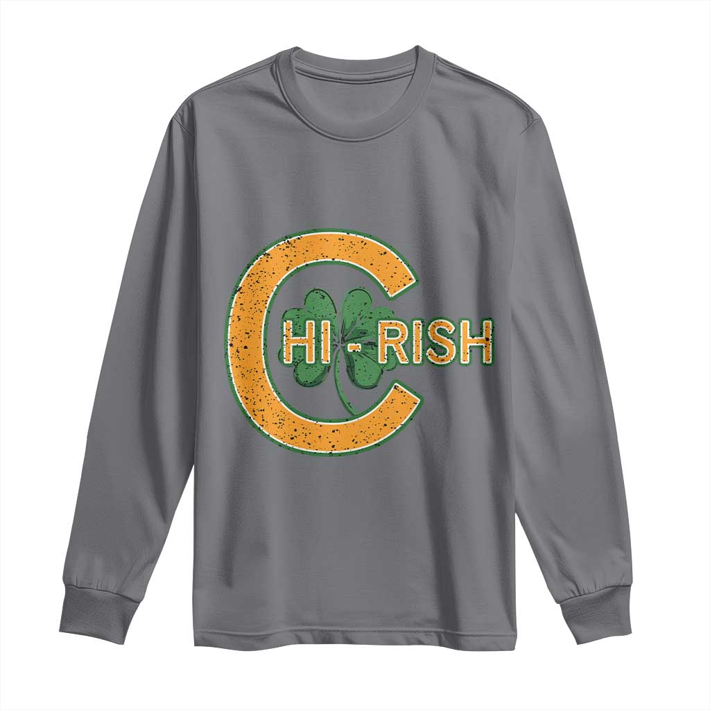 Chicago Irish Chirish Long Sleeve Shirt Happy Saint Patrick's Day Lucky Shamrock TS02 Charcoal Print Your Wear