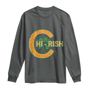 Chicago Irish Chirish Long Sleeve Shirt Happy Saint Patrick's Day Lucky Shamrock TS02 Dark Heather Print Your Wear