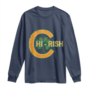 Chicago Irish Chirish Long Sleeve Shirt Happy Saint Patrick's Day Lucky Shamrock TS02 Navy Print Your Wear