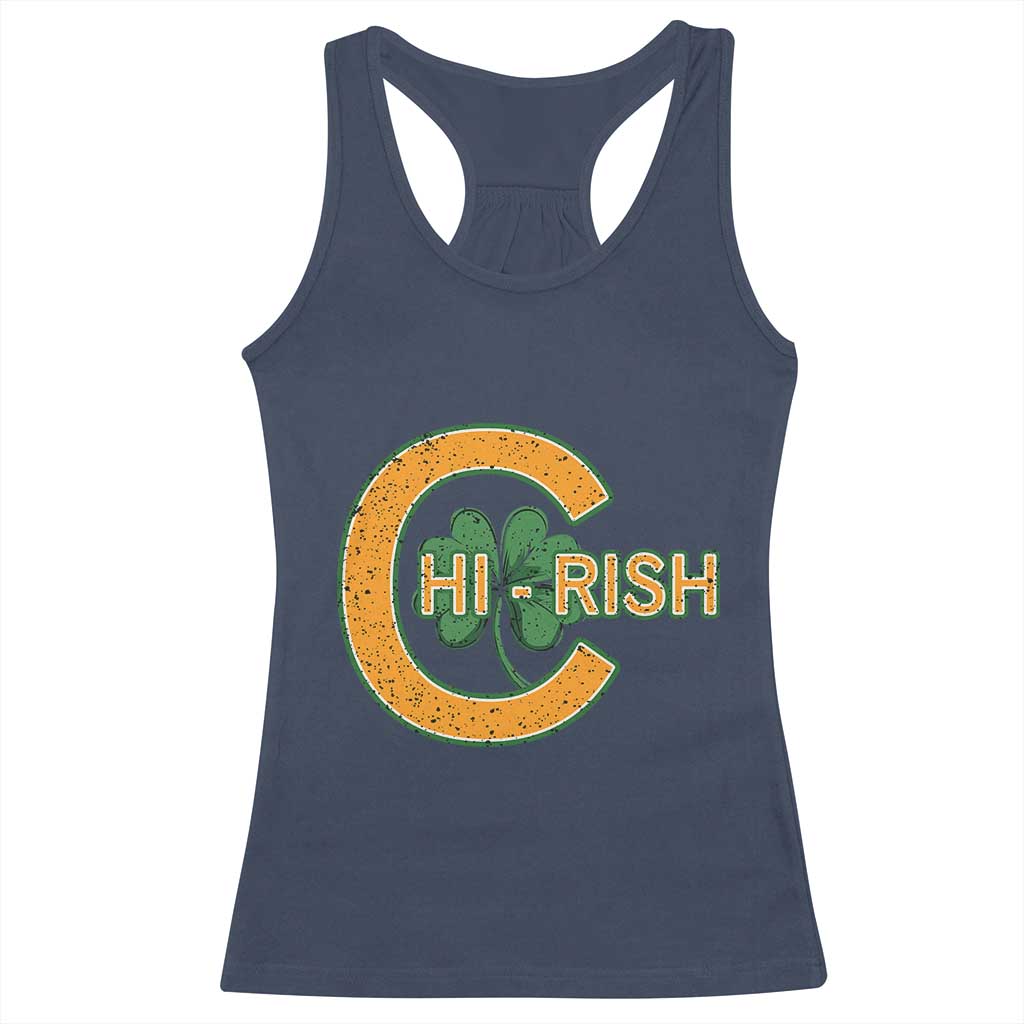 Chicago Irish Chirish Racerback Tank Top Happy Saint Patrick's Day Lucky Shamrock TS02 Navy Print Your Wear