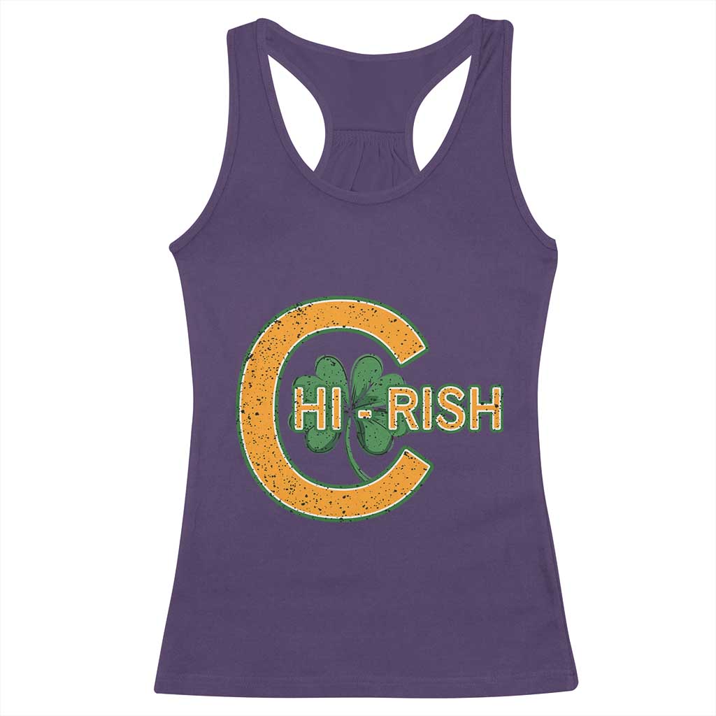 Chicago Irish Chirish Racerback Tank Top Happy Saint Patrick's Day Lucky Shamrock TS02 Purple Print Your Wear