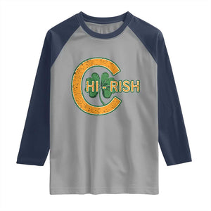 Chicago Irish Chirish Raglan Shirt Happy Saint Patrick's Day Lucky Shamrock TS02 Sport Gray Navy Print Your Wear