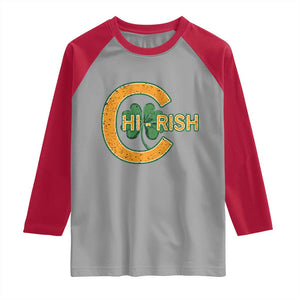 Chicago Irish Chirish Raglan Shirt Happy Saint Patrick's Day Lucky Shamrock TS02 Sport Gray Red Print Your Wear