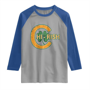 Chicago Irish Chirish Raglan Shirt Happy Saint Patrick's Day Lucky Shamrock TS02 Sport Gray Royal Print Your Wear