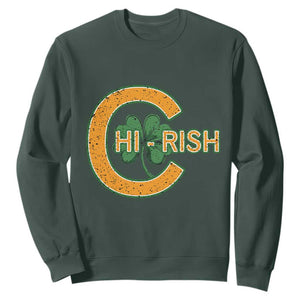 Chicago Irish Chirish Sweatshirt Happy Saint Patrick's Day Lucky Shamrock TS02 Dark Forest Green Print Your Wear
