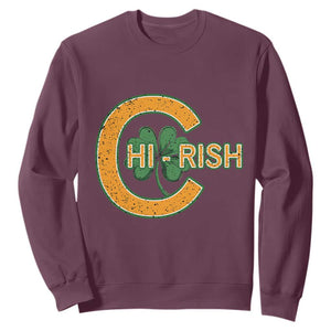 Chicago Irish Chirish Sweatshirt Happy Saint Patrick's Day Lucky Shamrock TS02 Maroon Print Your Wear