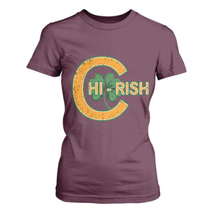 Chicago Irish Chirish T Shirt For Women Happy Saint Patrick's Day Lucky Shamrock TS02 Maroon Print Your Wear