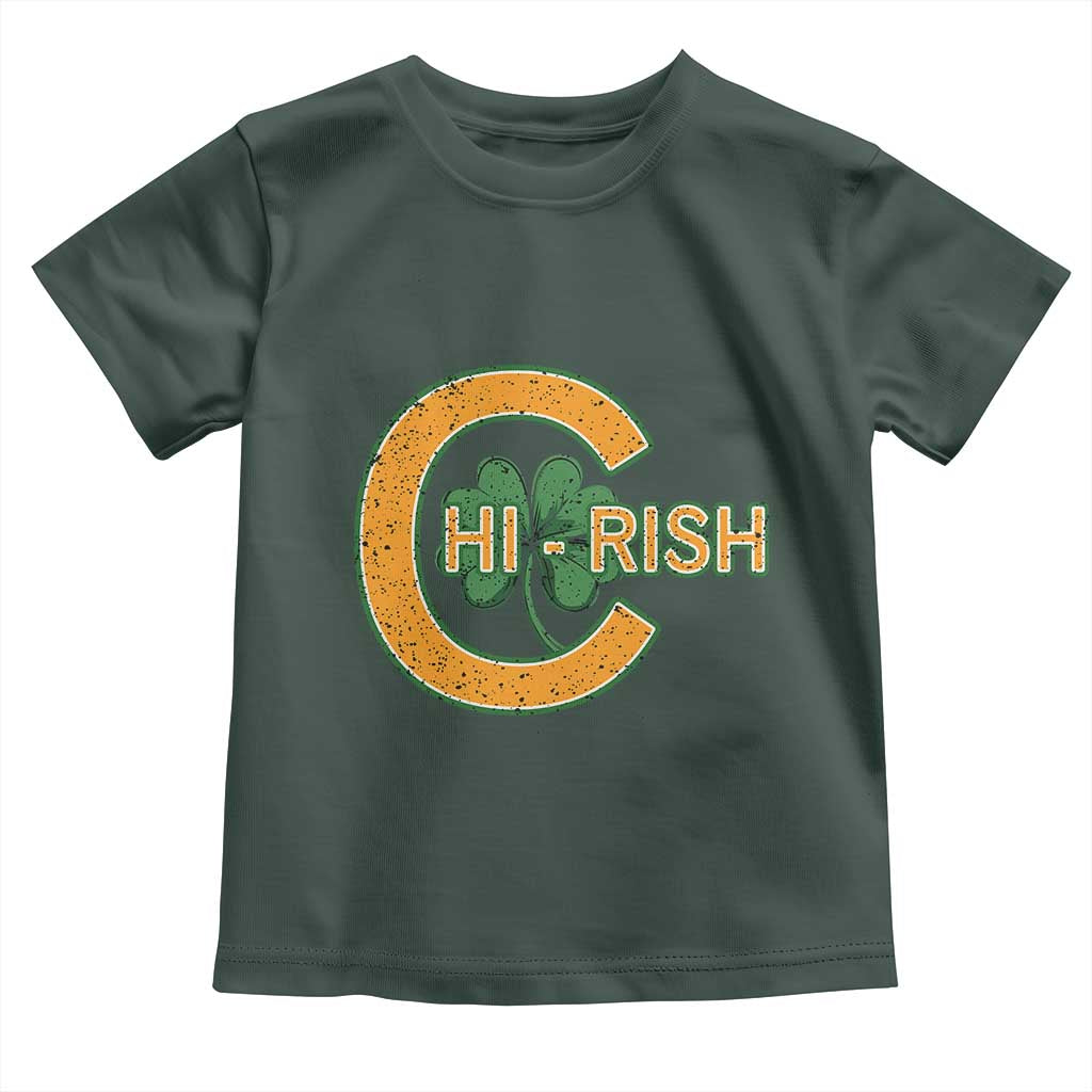 Chicago Irish Chirish Toddler T Shirt Happy Saint Patrick's Day Lucky Shamrock TS02 Dark Forest Green Print Your Wear