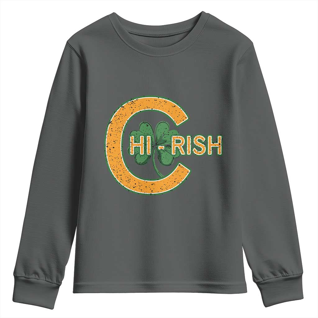 Chicago Irish Chirish Youth Sweatshirt Happy Saint Patrick's Day Lucky Shamrock TS02 Dark Heather Print Your Wear