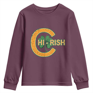 Chicago Irish Chirish Youth Sweatshirt Happy Saint Patrick's Day Lucky Shamrock TS02 Maroon Print Your Wear
