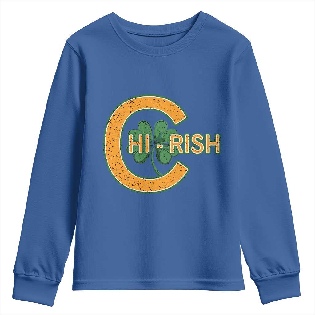 Chicago Irish Chirish Youth Sweatshirt Happy Saint Patrick's Day Lucky Shamrock TS02 Royal Blue Print Your Wear